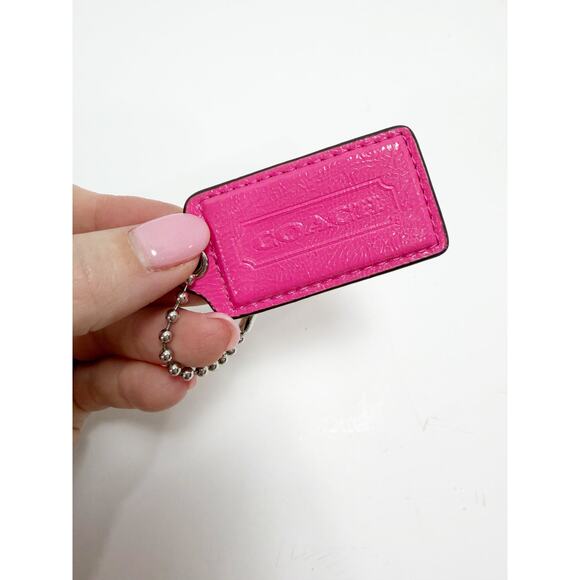 Coach Pink Hang Tag Leather Big Accessory Key Chain - Picture 2 of 6